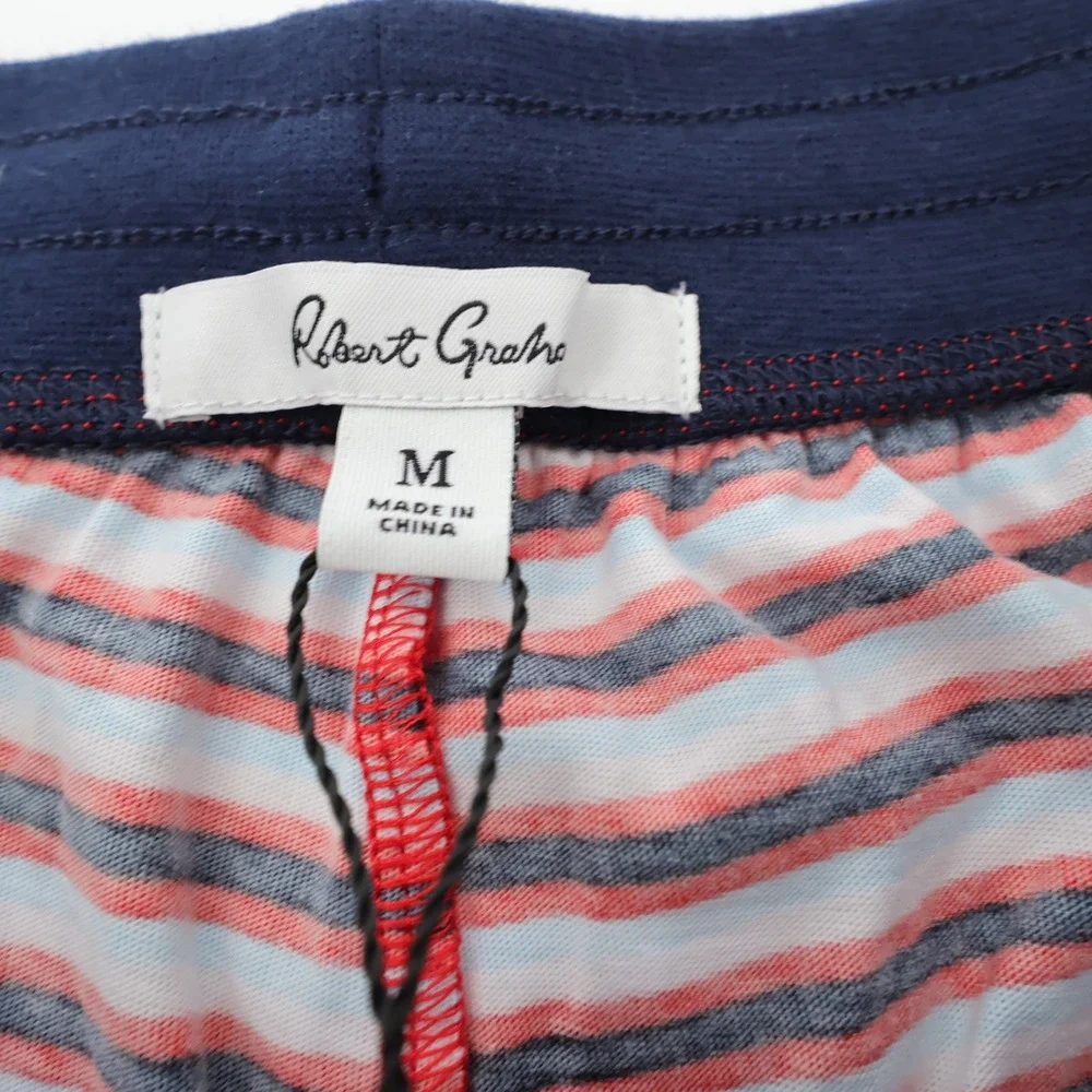 NEW Robert Graham Mens Striped Lounge Shorts Red Navy Blue RG3023 Size M NEW